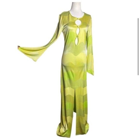 Alexis Serena Dress Lime Waves Maxi - Picture 7 of 8